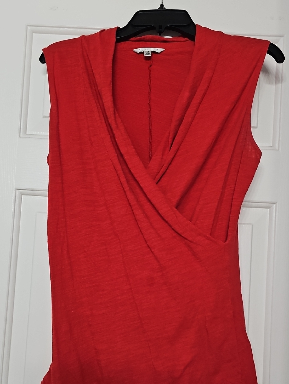 CAbi Red Draped Surplice Sleeveless Camisole